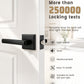 KNOBWELL Door Knob with Lock, 1 Pack Matte Black Door Handle Keyless– Framed Square Rosette, Enhanced Grip Lever, Adjustable Latch, 250K Cycles, Interior Privacy Handles for Bedroom/Bath/Home Office