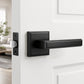 KNOBWELL Door Knob with Lock, 1 Pack Matte Black Door Handle Keyless– Framed Square Rosette, Enhanced Grip Lever, Adjustable Latch, 250K Cycles, Interior Privacy Handles for Bedroom/Bath/Home Office