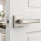 KNOBWELL Door Knob with Lock, 1 Pack Matte Black Door Handle Keyless– Framed Square Rosette, Enhanced Grip Lever, Adjustable Latch, 250K Cycles, Interior Privacy Handles for Bedroom/Bath/Home Office