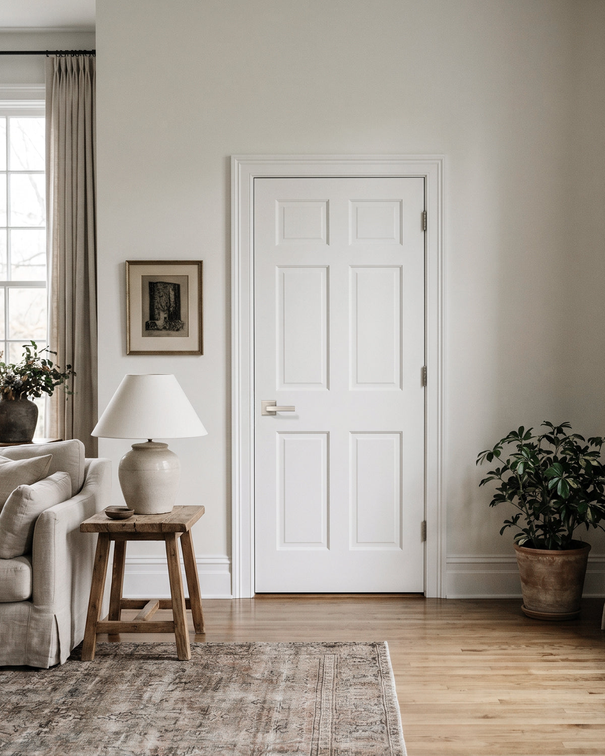 KNOBWELL Door Knob with Lock, 1 Pack Matte Black Door Handle Keyless– Framed Square Rosette, Enhanced Grip Lever, Adjustable Latch, 250K Cycles, Interior Privacy Handles for Bedroom/Bath/Home Office