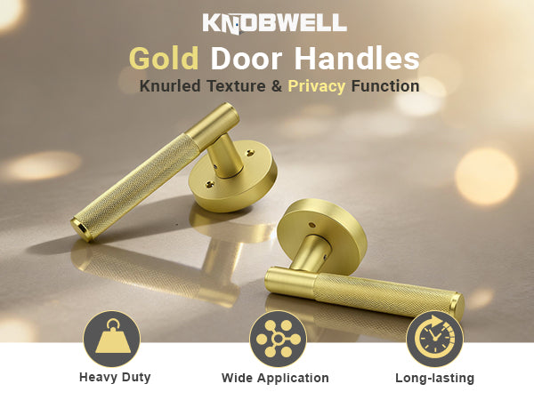 KNOBWELL Knurled Door Handle Round Style, Interior Door Handle Privacy/Passage Function