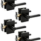 KNOBWELL Black Door Knobs, Matte Black Interior Door Handles with Privacy Locking Function, Bathroom Bedroom Door Knob Lock Keyless, 1 Pack, Long Plate Design