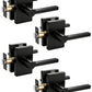 KNOBWELL Black Door Knobs, Matte Black Interior Door Handles with Privacy Locking Function, Bathroom Bedroom Door Knob Lock Keyless, 1 Pack, Long Plate Design