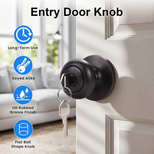 Function of KNOBWELL Keyed Alike Bronze Door Knobs-Multiple Locks with Same Key