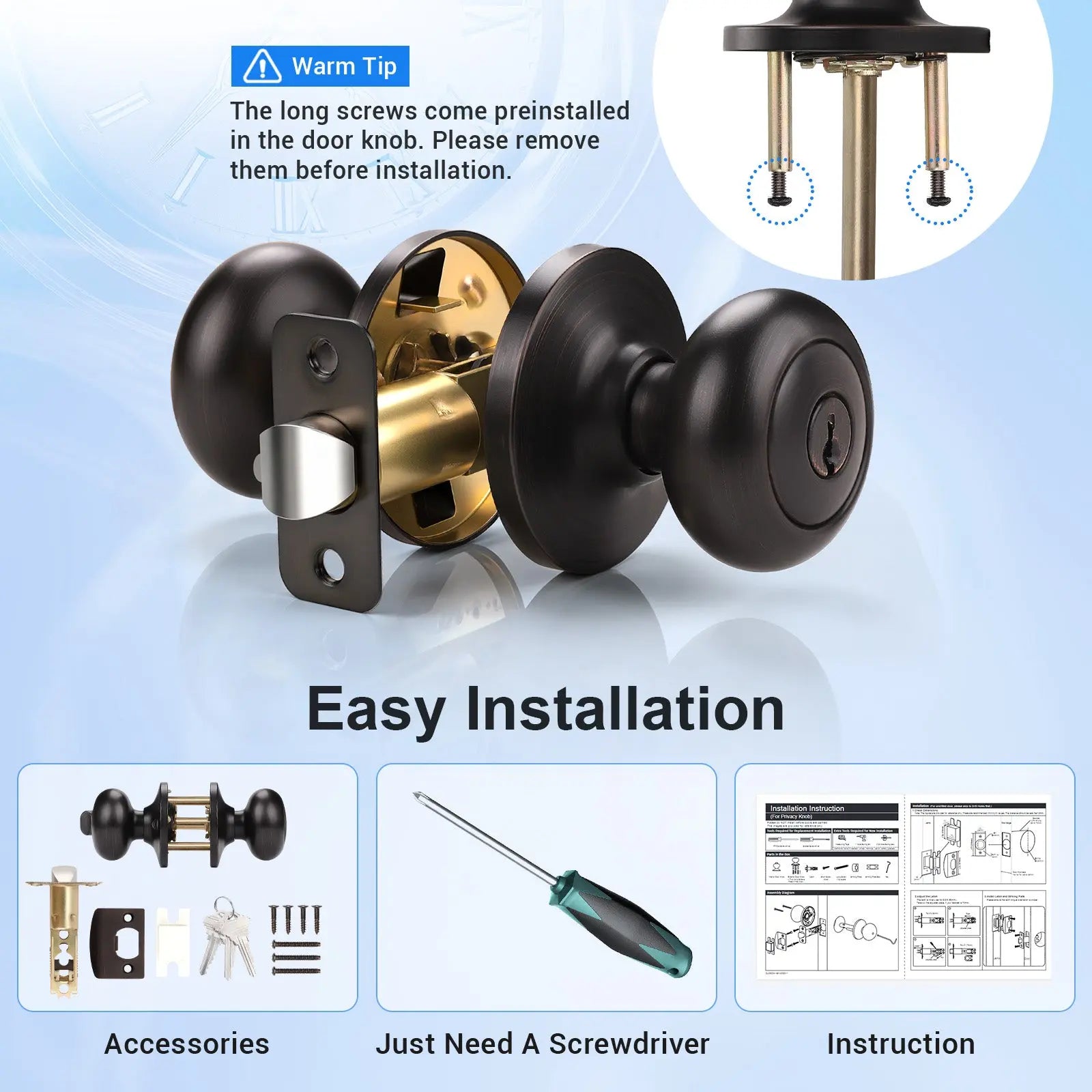 Details of KNOBWELL Keyed Alike Bronze Door Knobs-Multiple Locks with Same Key