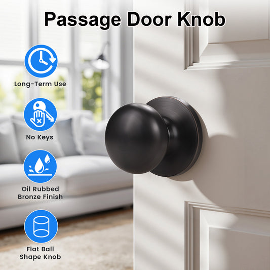 Function of KNOBWELL Modern Passage Bronze Indoor Door Knobs Without Lock for Interior Doors