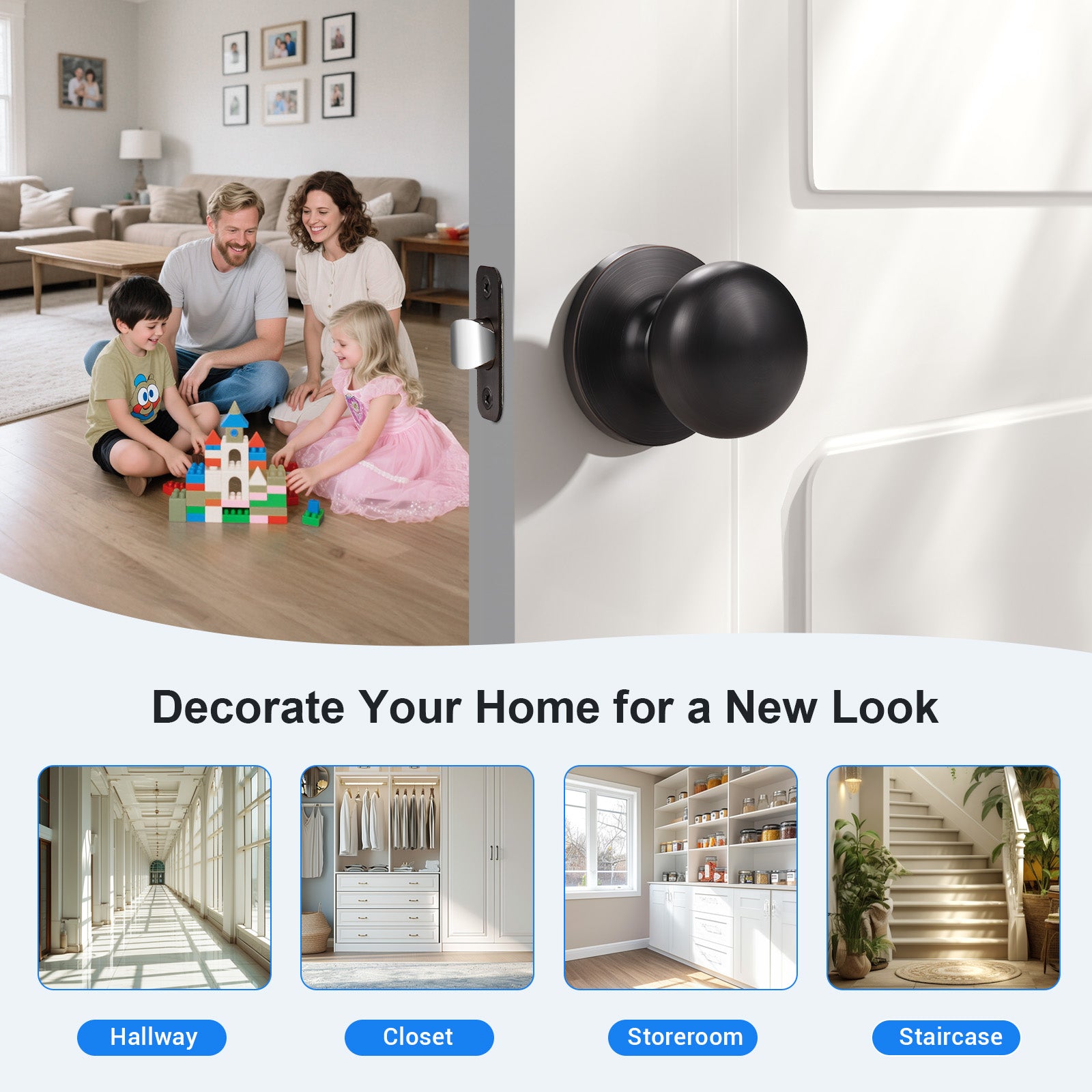 Application of KNOBWELL Modern Passage Bronze Indoor Door Knobs Without Lock for Interior Doors