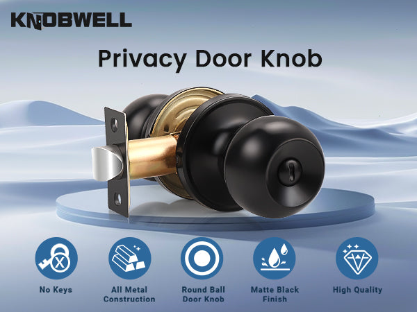 Round Ball Push Button Privacy Door Knobs - DL607BK