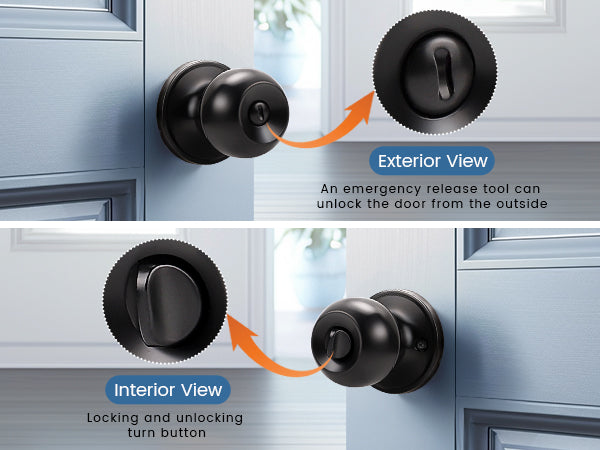 Round Ball Push Button Privacy Door Knobs - DL607BK