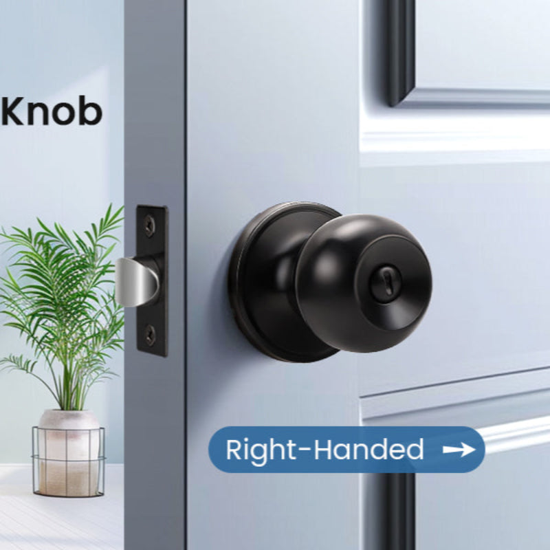 right view of KNOBWELL Round Ball Black Keyed Alike Multiple Door Locks With Same Key For Front Door