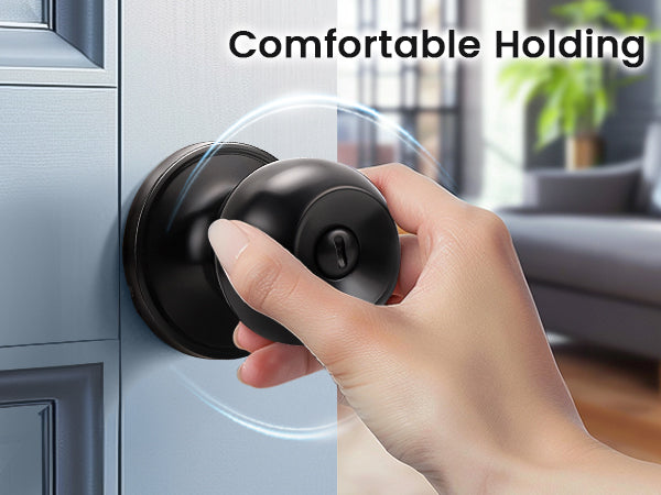 Round Ball Push Button Privacy Door Knobs - DL607BK