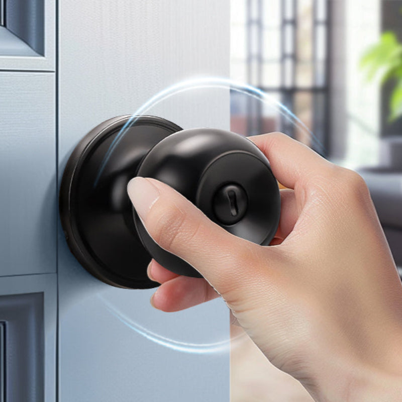 Hand holding KNOBWELL Round Ball Black Keyed Alike Multiple Door Locks With Same Key For Front Door
