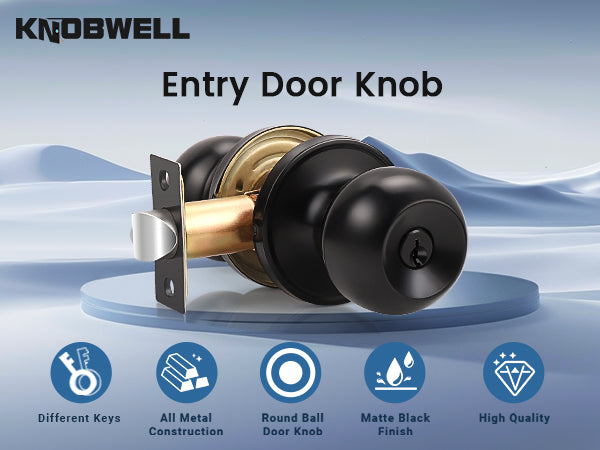 Round Ball Keyed Entry Door Knobs (Different Keys) - DL607ET