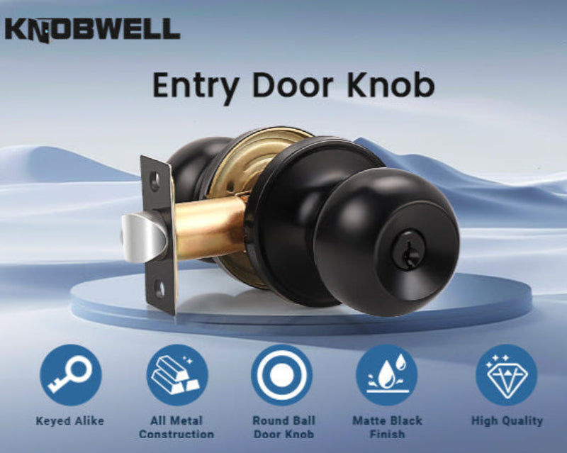 Functions of KNOBWELL Round Ball Black Keyed Alike Multiple Door Locks With Same Key For Front Door