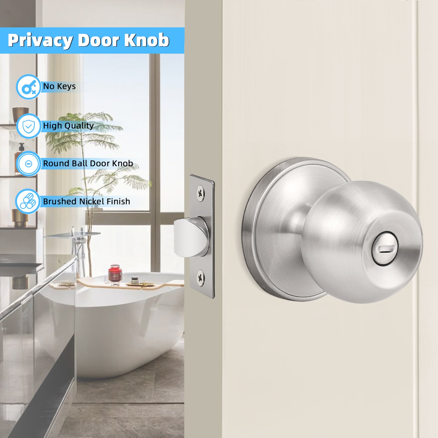 Round Ball Push Button Privacy Door Knobs - DL607BK