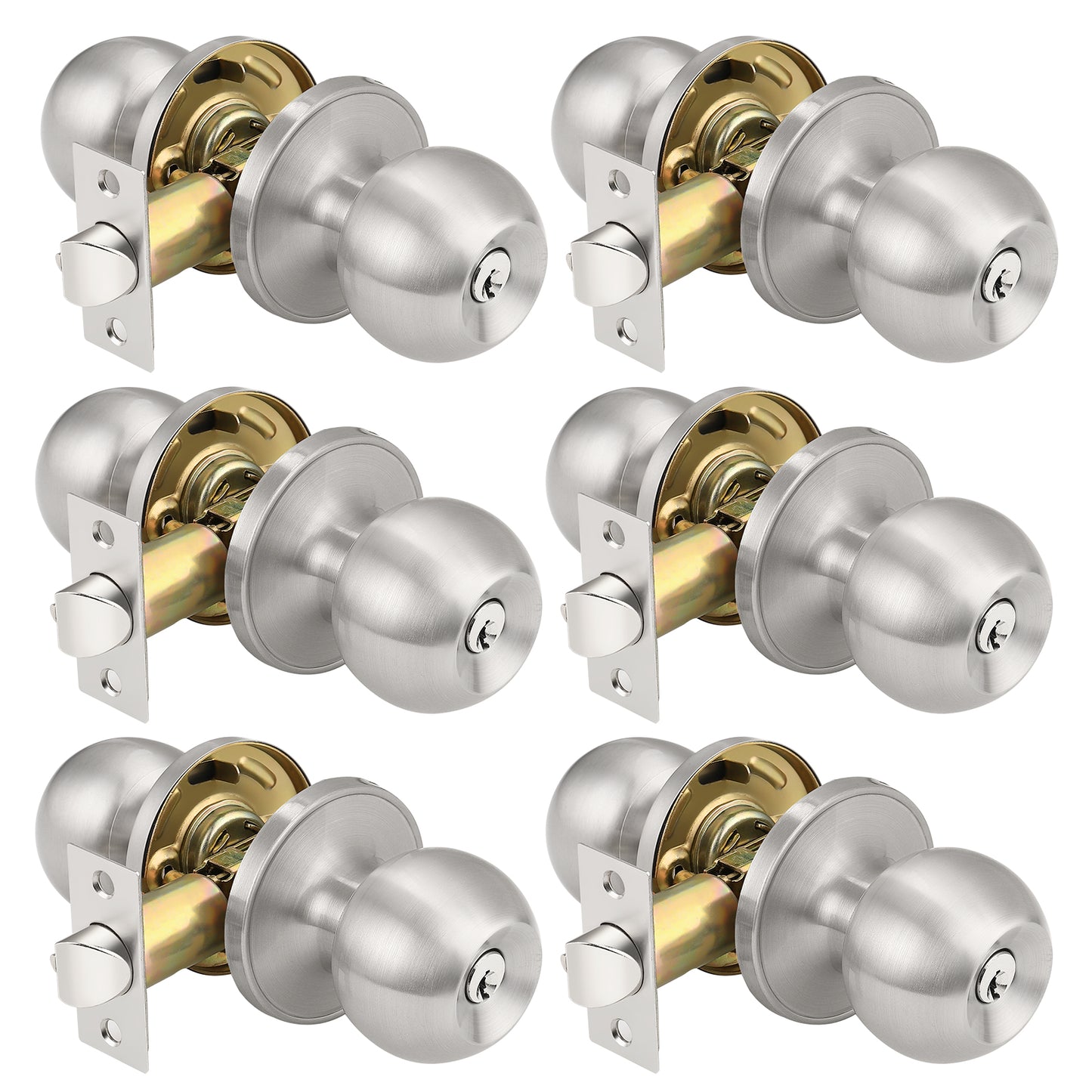 Round Ball Keyed Entry Door Knobs (Different Keys) - DL607ET