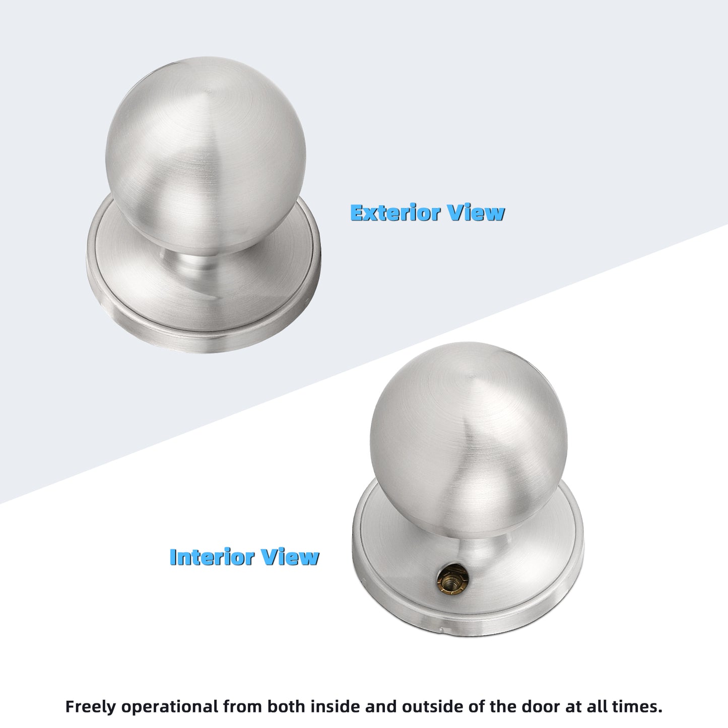 Round Ball Passage Door Knobs (No Lock) - DL607PS