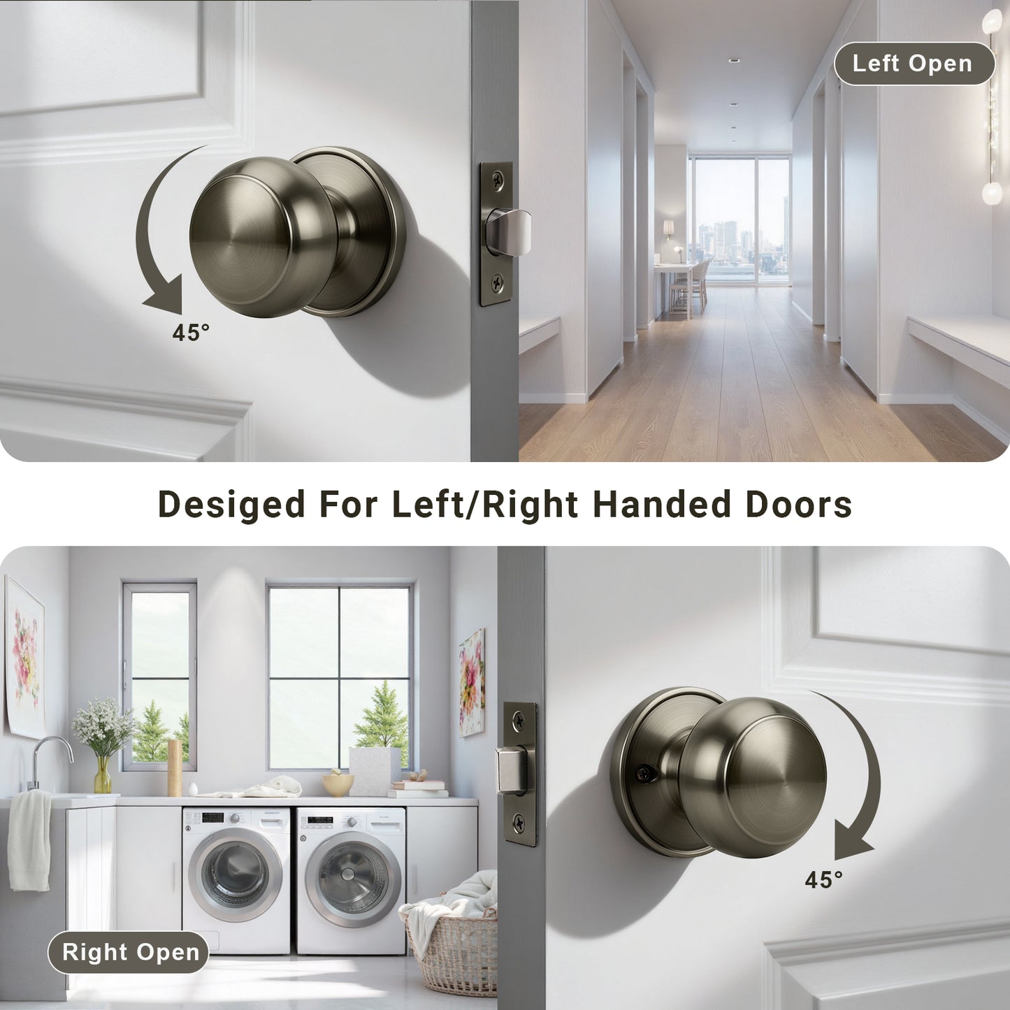 KNOBWELL Flat Ball Multi-Function Interior & Outdoor Door Knobs