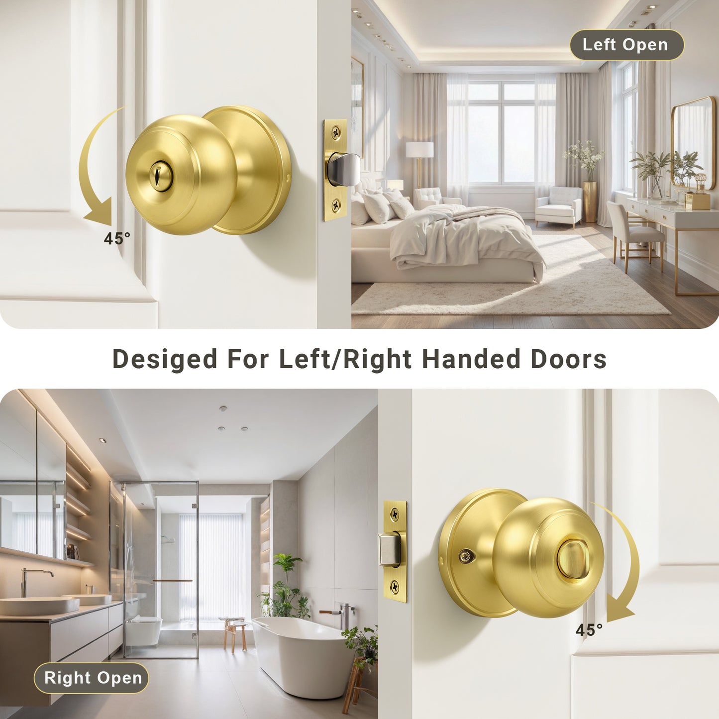 KNOBWELL Flat Ball Multi-Function Interior & Outdoor Door Knobs