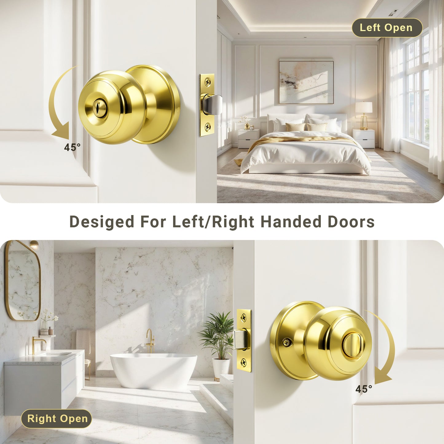 KNOBWELL Flat Ball Multi-Function Interior & Outdoor Door Knobs