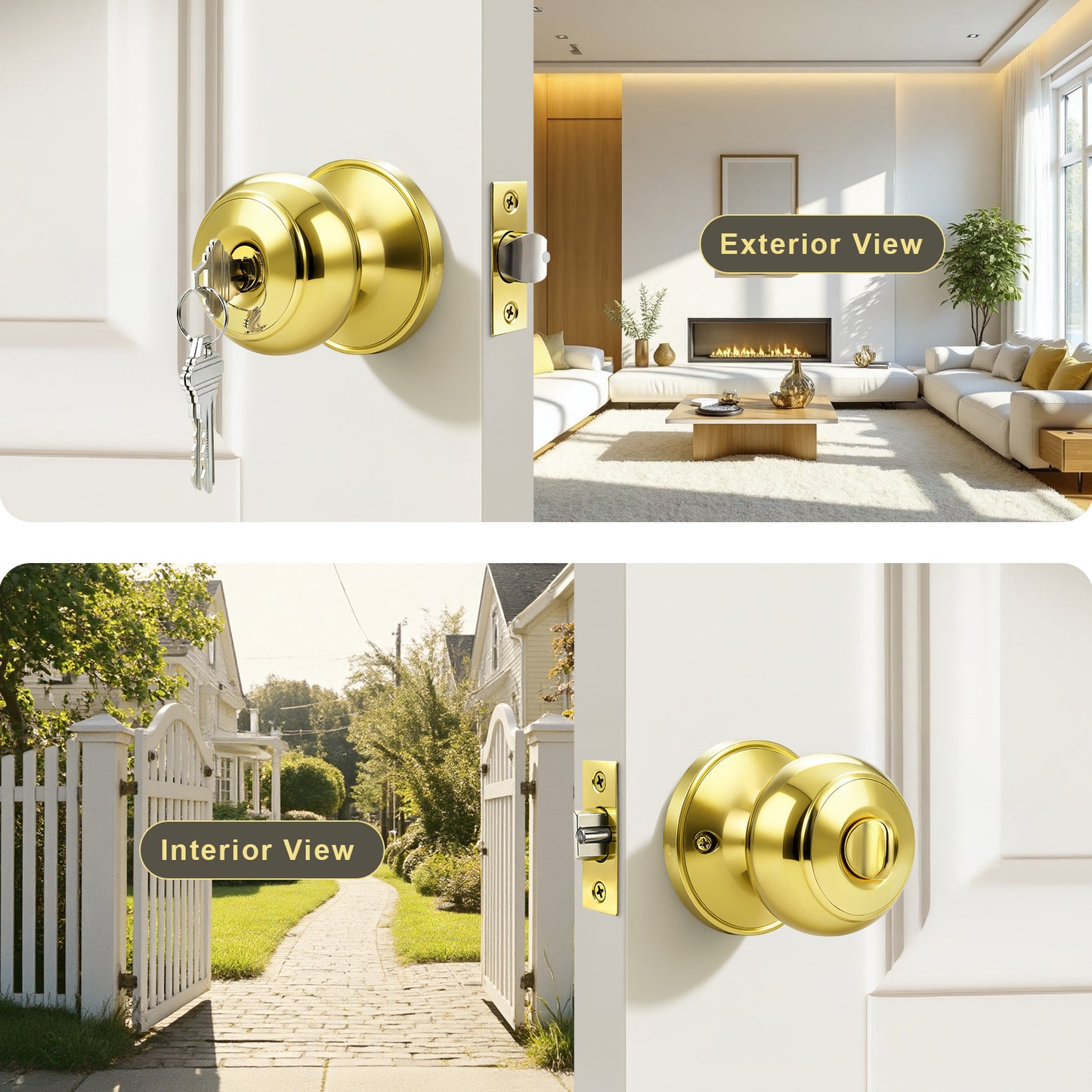 KNOBWELL Keyed Interior Door Knob For Front Doors with Lock and Key (Keyed Alike)