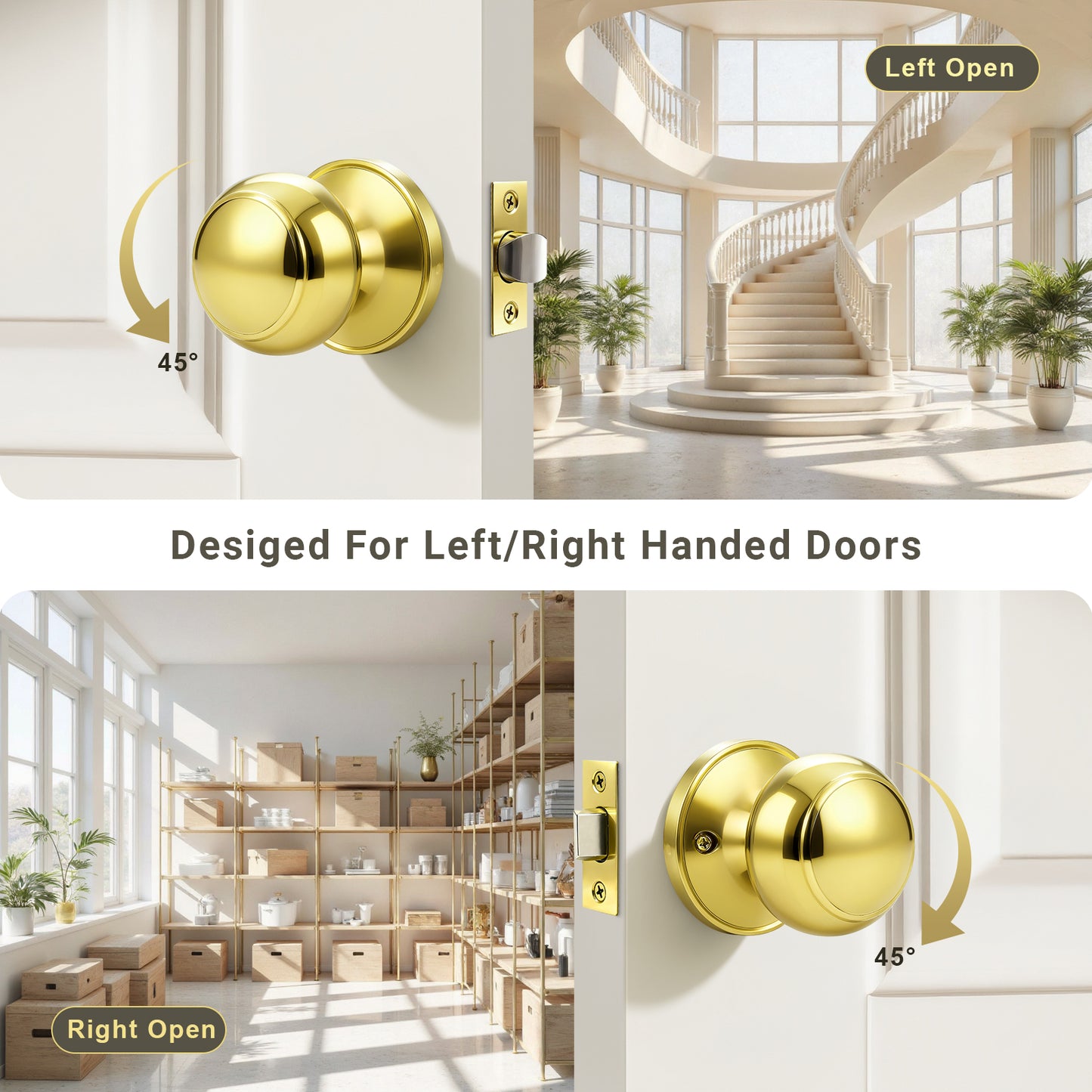 KNOBWELL Flat Ball Multi-Function Interior & Outdoor Door Knobs
