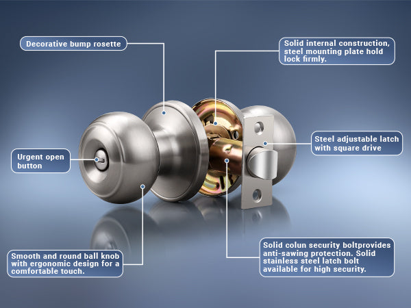 deatils of knobwell stain nickel privacy door knob with lock