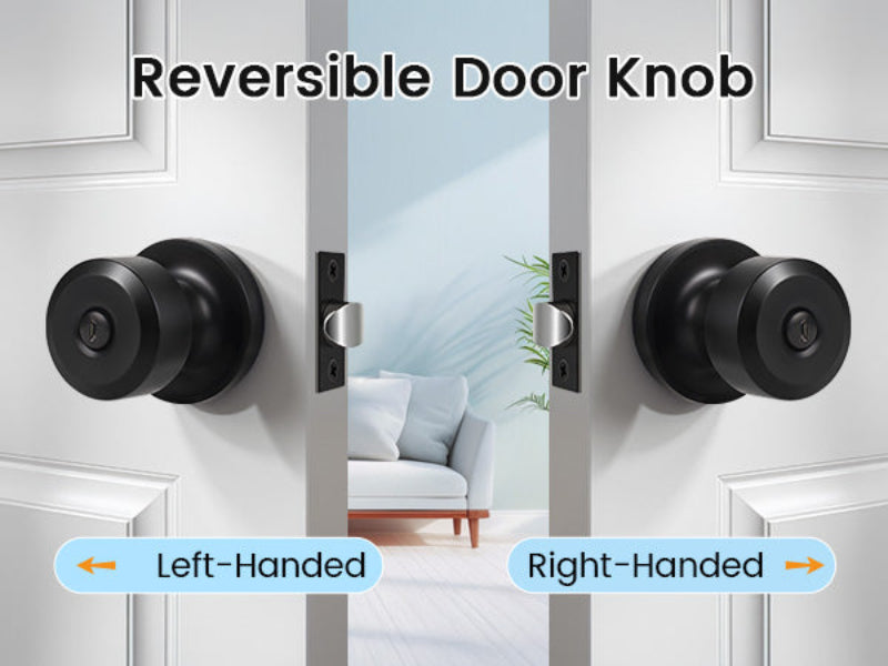 KNOBWELL Cylinder Ball Interior Privacy Door Knobs With Lock For Bedroom - KNOBWELL