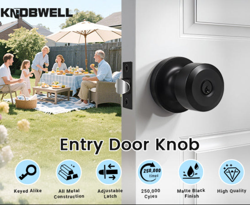 Interior door with KNOBWELL Keyed Alike Exterior Door Knobs with Locks