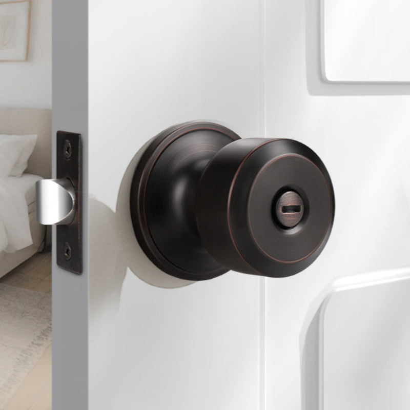 KNOBWELL Cylinder Ball Interior Privacy Door Knobs With Lock For Bedroom - KNOBWELL