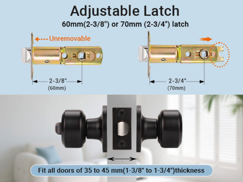 KNOBWELL Cylinder Ball Interior Privacy Door Knobs With Lock For Bedroom - KNOBWELL