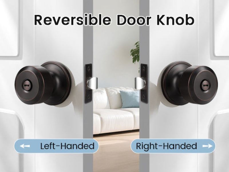 KNOBWELL Cylinder Ball Interior Privacy Door Knobs With Lock For Bedroom - KNOBWELL