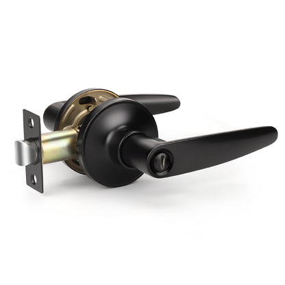 KNOBWELL Minimalist Matte Black Privacy Door Handles For Interior Doors