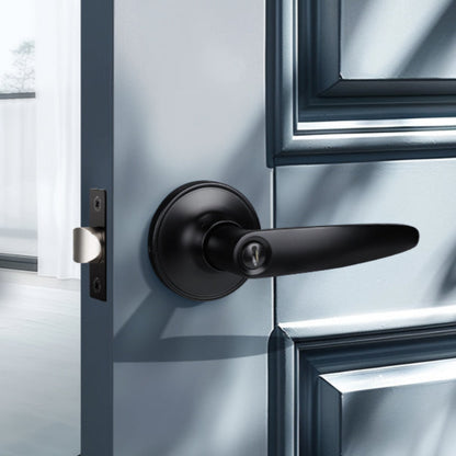 KNOBWELL Minimalist Matte Black Privacy Door Handle with Lock