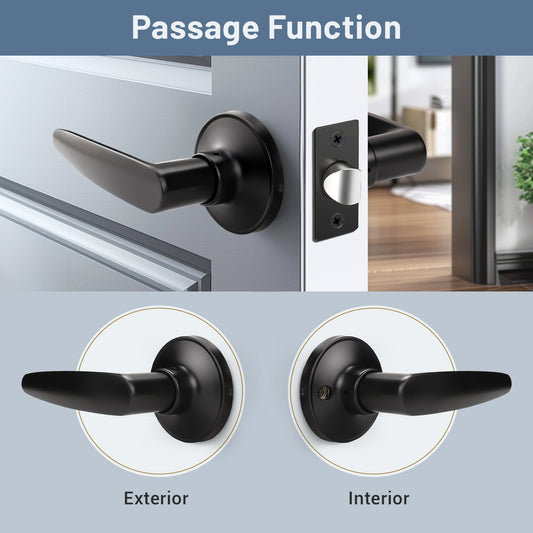 KNOBWELL Minimalist Passage Door Levers (No Lock) with Keyless for living room- DL815PS