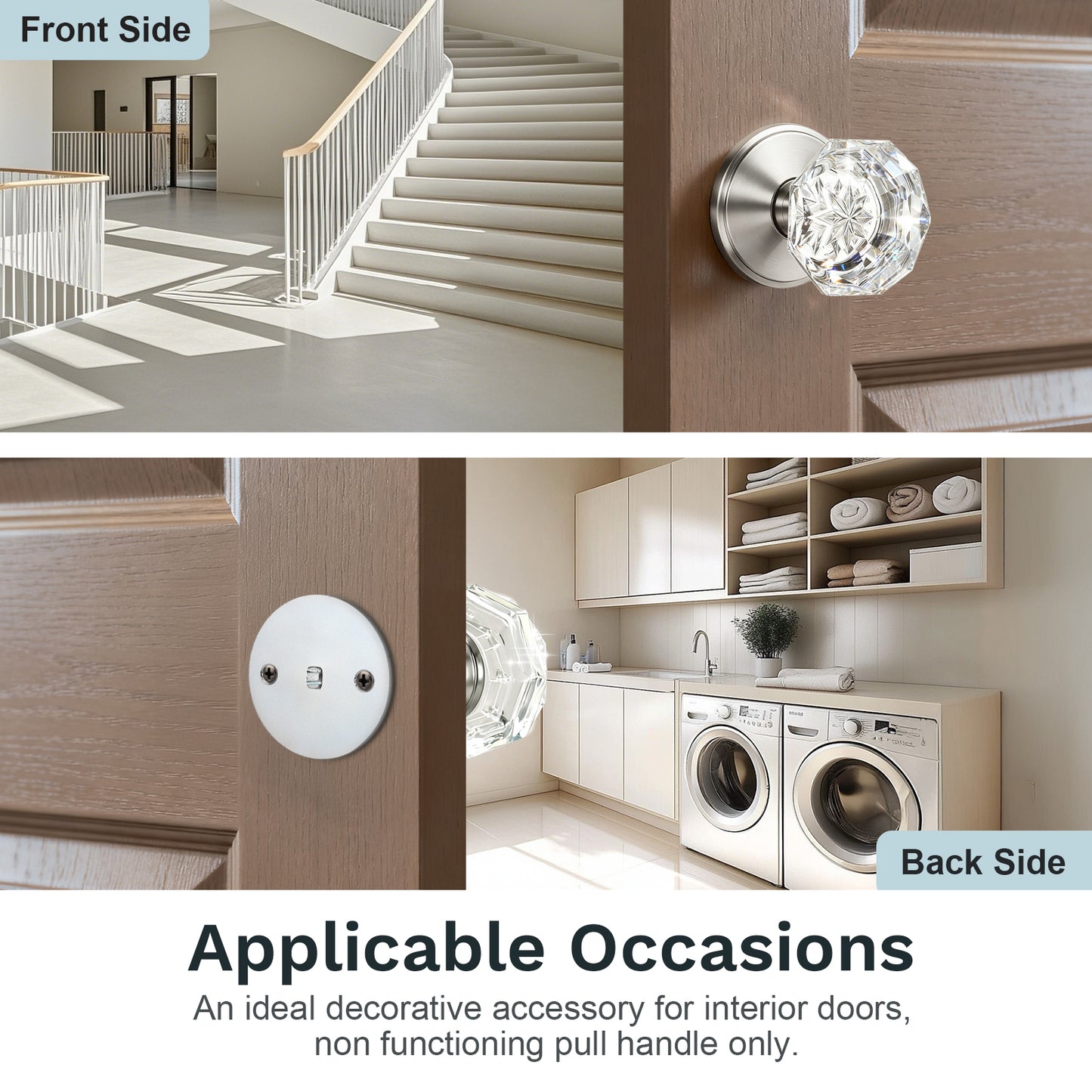 KNOBWELL Vintage Crystal Door Knobs For Interior Doors-DLC3