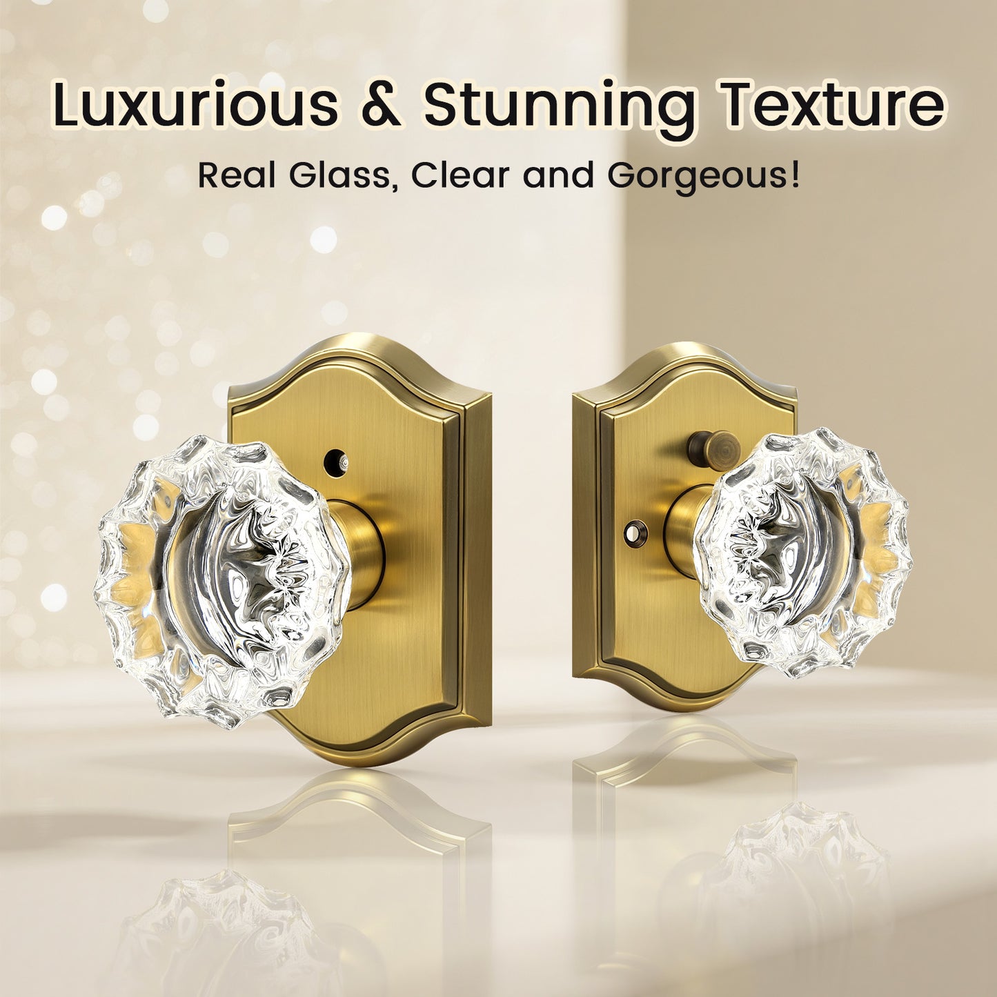 KNOBWELL Glass Door Knobs Interior, Vintage Crystal Door Knobs, Door Locksets（C20H）