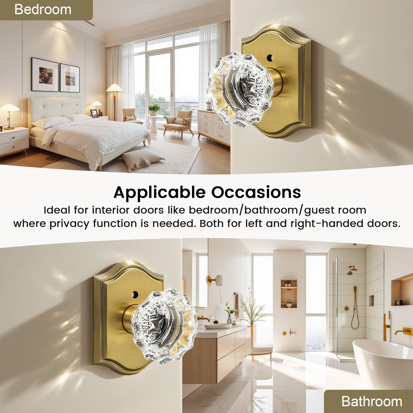 KNOBWELL Glass Door Knobs Interior, Vintage Crystal Door Knobs, Door Locksets（C20H）