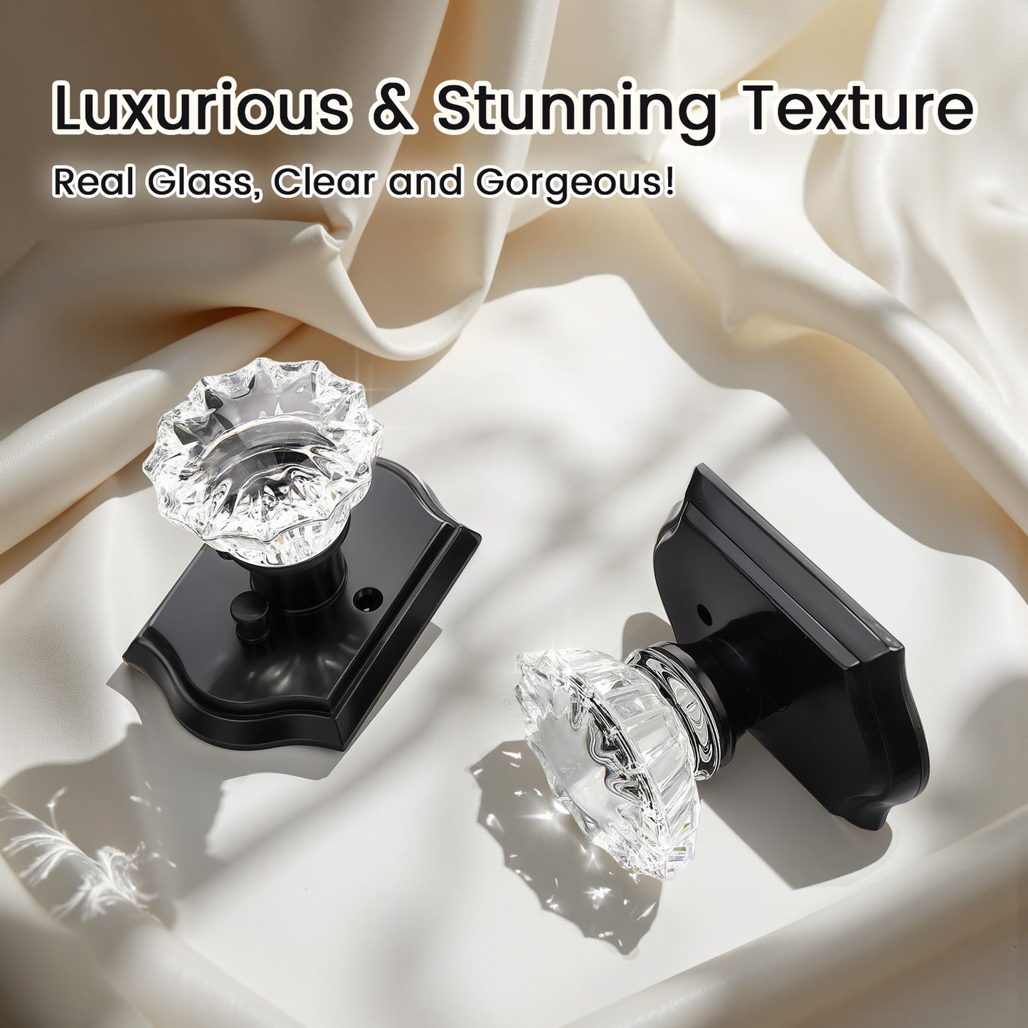 KNOBWELL Glass Door Knobs Interior, Vintage Crystal Door Knobs, Door Locksets（C20H）