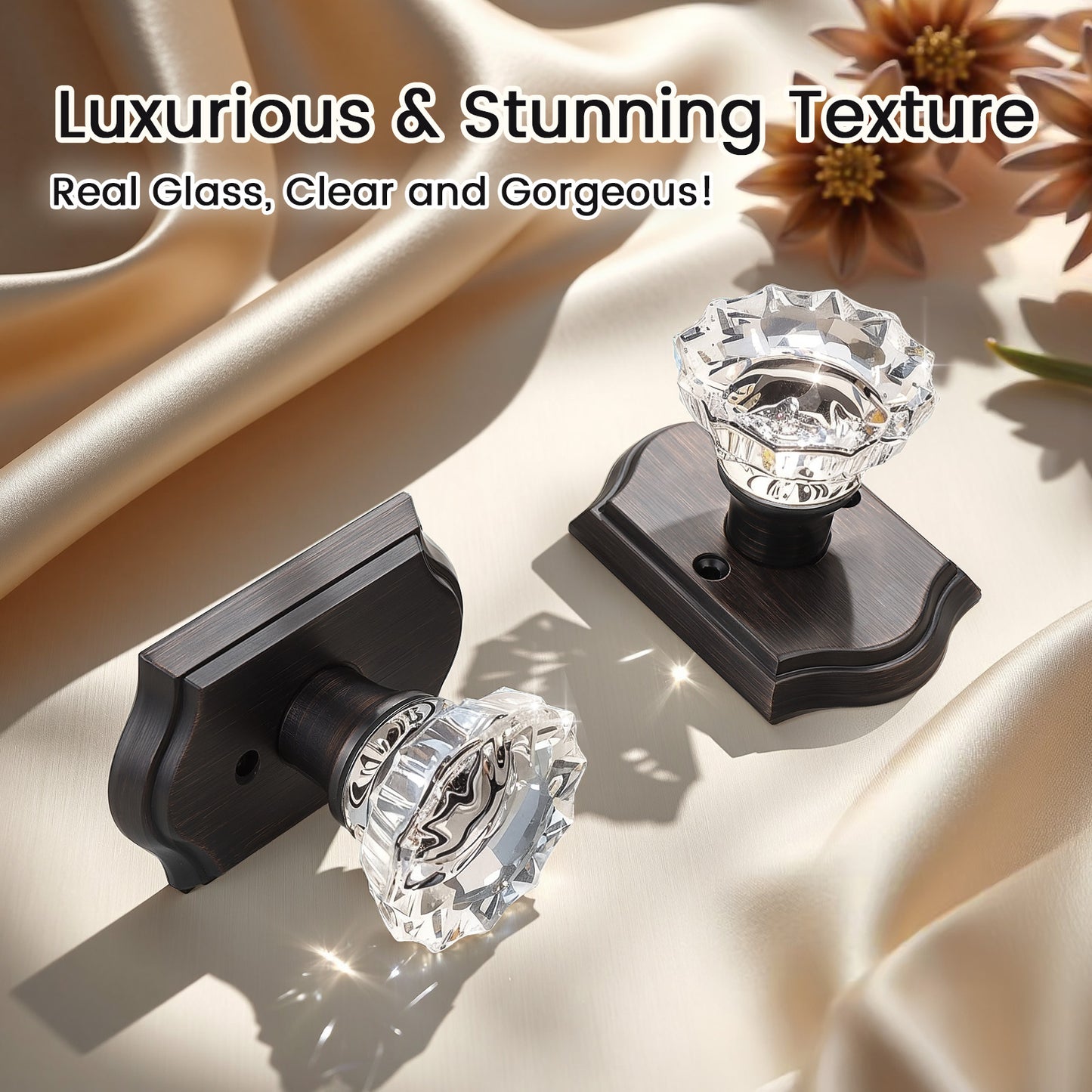 KNOBWELL Glass Door Knobs Interior, Vintage Crystal Door Knobs, Door Locksets（C20H）