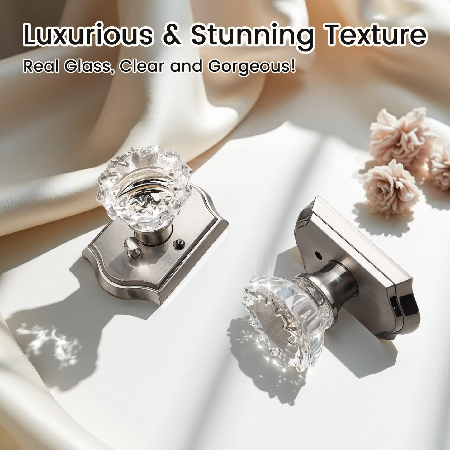 KNOBWELL Glass Door Knobs Interior, Vintage Crystal Door Knobs, Door Locksets（C20H）