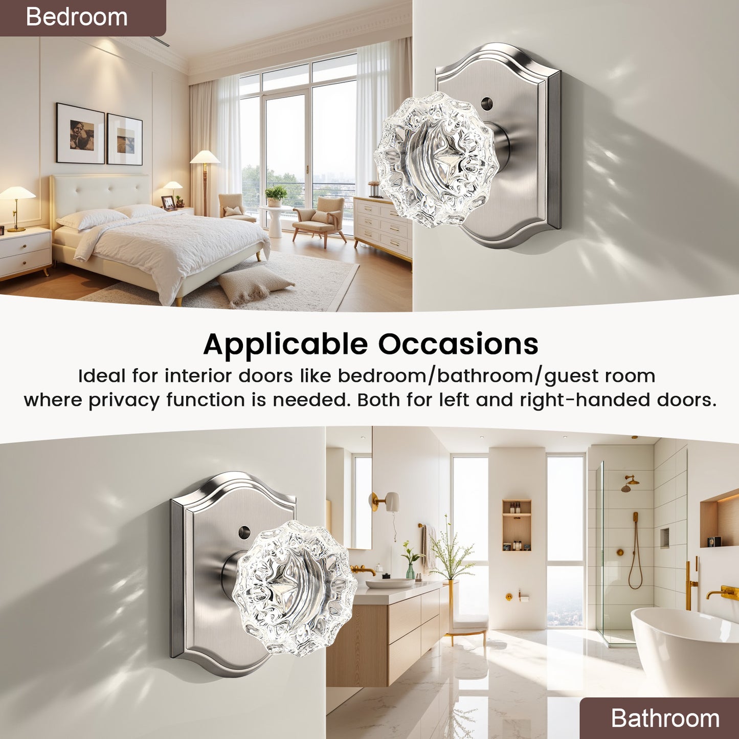 KNOBWELL Glass Door Knobs Interior, Vintage Crystal Door Knobs, Door Locksets（C20H）