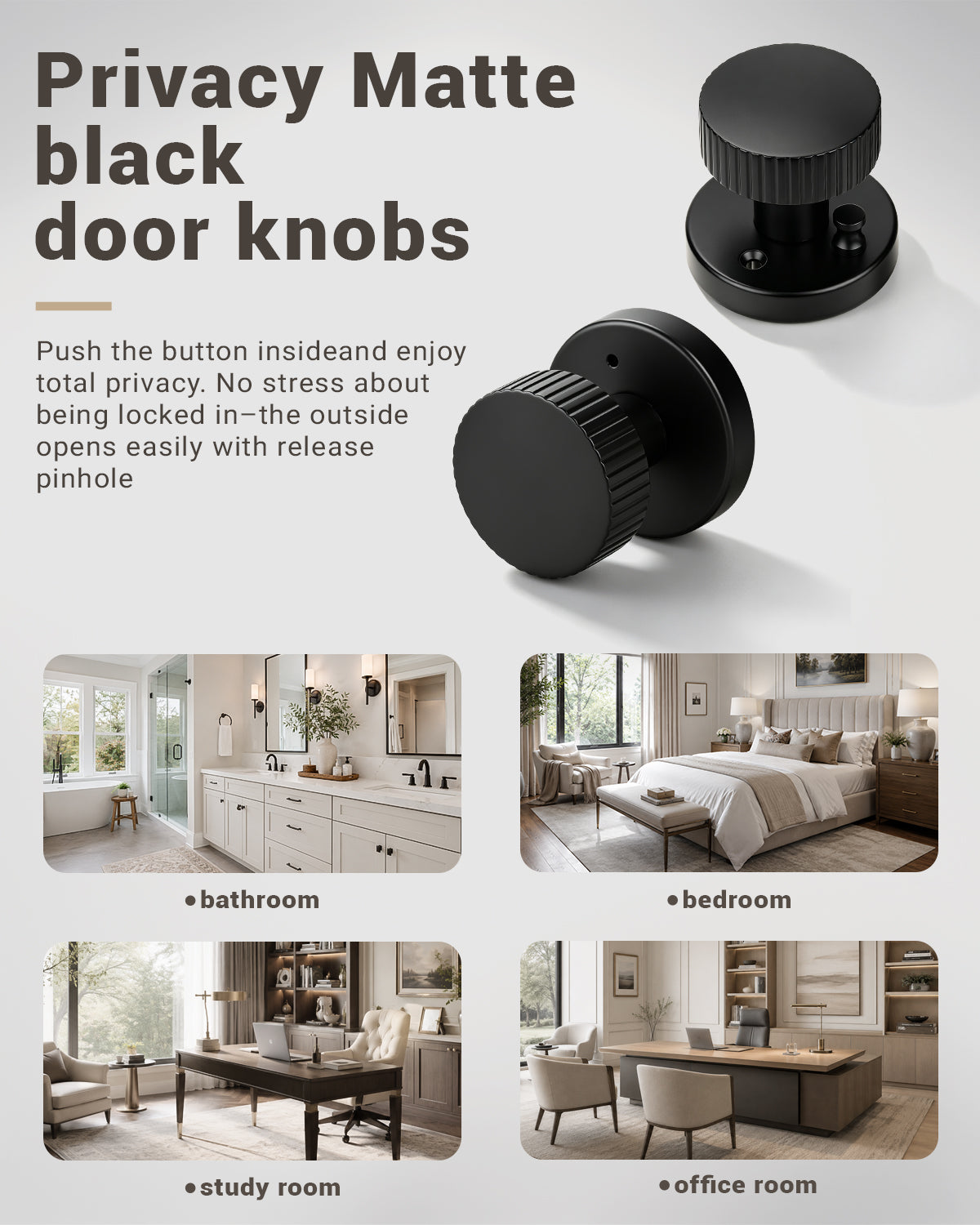 KNOBWELL 1 Pack Satin Brass Door Knobs Interior, Passage Brass Door Handle for Closet Hallway Keyless, Reversible Modern Design Levers Closet Knobs, Anti-Slip Threaded Grip, 250000 Cycles