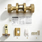 KNOBWELL 1 Pack Satin Brass Door Knobs Interior, Passage Brass Door Handle for Closet Hallway Keyless, Reversible Modern Design Levers Closet Knobs, Anti-Slip Threaded Grip, 250000 Cycles