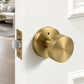 KNOBWELL 1 Pack Satin Brass Door Knobs Interior, Passage Brass Door Handle for Closet Hallway Keyless, Reversible Modern Design Levers Closet Knobs, Anti-Slip Threaded Grip, 250000 Cycles