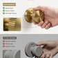KNOBWELL 1 Pack Satin Brass Door Knobs Interior, Passage Brass Door Handle for Closet Hallway Keyless, Reversible Modern Design Levers Closet Knobs, Anti-Slip Threaded Grip, 250000 Cycles