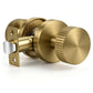 KNOBWELL 1 Pack Satin Brass Door Knobs Interior, Passage Brass Door Handle for Closet Hallway Keyless, Reversible Modern Design Levers Closet Knobs, Anti-Slip Threaded Grip, 250000 Cycles