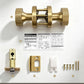 KNOBWELL 1 Pack Satin Brass Door Knobs Interior, Passage Brass Door Handle for Closet Hallway Keyless, Reversible Modern Design Levers Closet Knobs, Anti-Slip Threaded Grip, 250000 Cycles