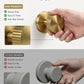 KNOBWELL 1 Pack Satin Brass Door Knobs Interior, Passage Brass Door Handle for Closet Hallway Keyless, Reversible Modern Design Levers Closet Knobs, Anti-Slip Threaded Grip, 250000 Cycles