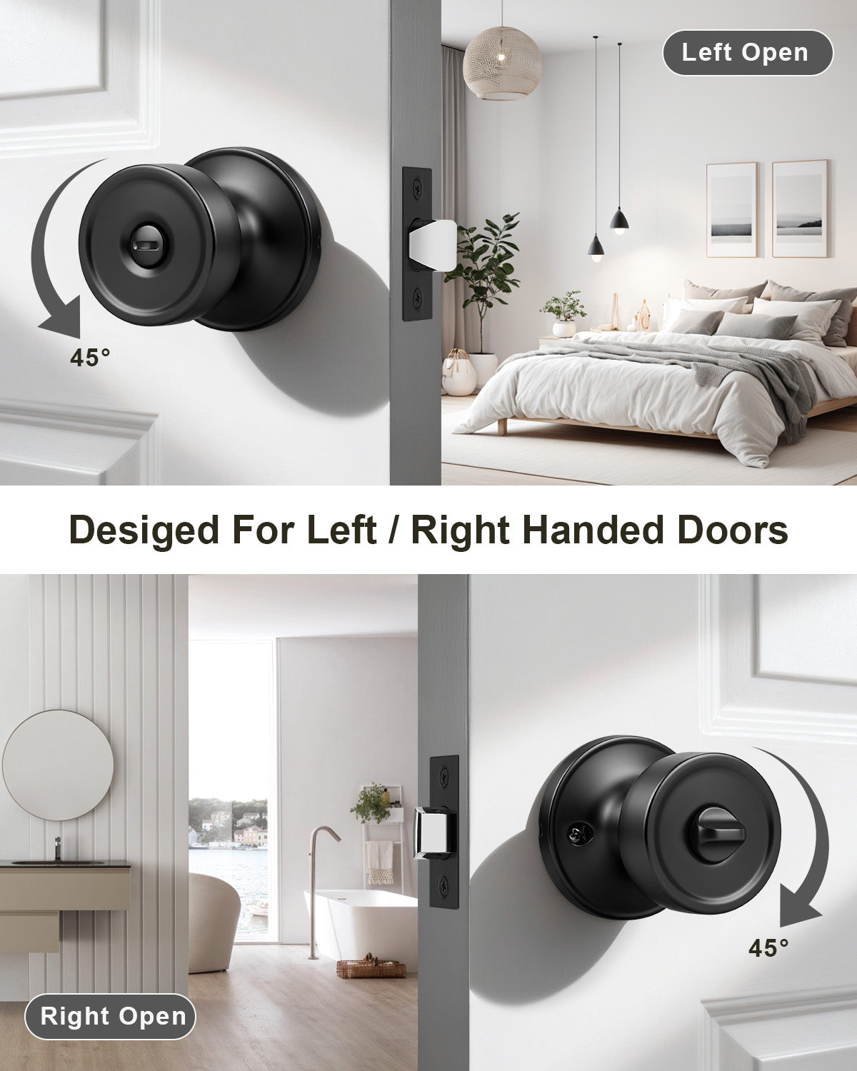 KNOBWELL 1 Pack Gold Door Knobs Interior, Privacy Door Knob for Bedroom or Bathroom, Heavy Duty Zinc-Alloy Privacy Door Knob, Gold Interior Door Knobs with Emergency Unlock